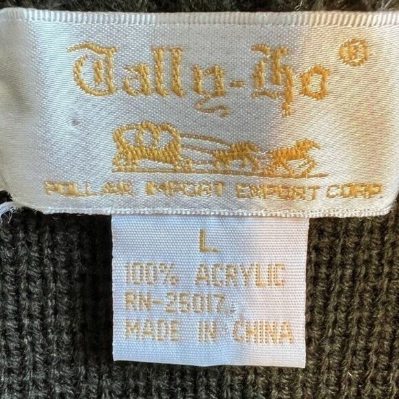 Olive Green Tally Ho  Zip Up Cardigan Knit Mock Neck Sweater Jacket - Picture 6 of 6